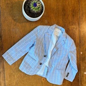 Janie and Jack Light Blue Checkered Blazer